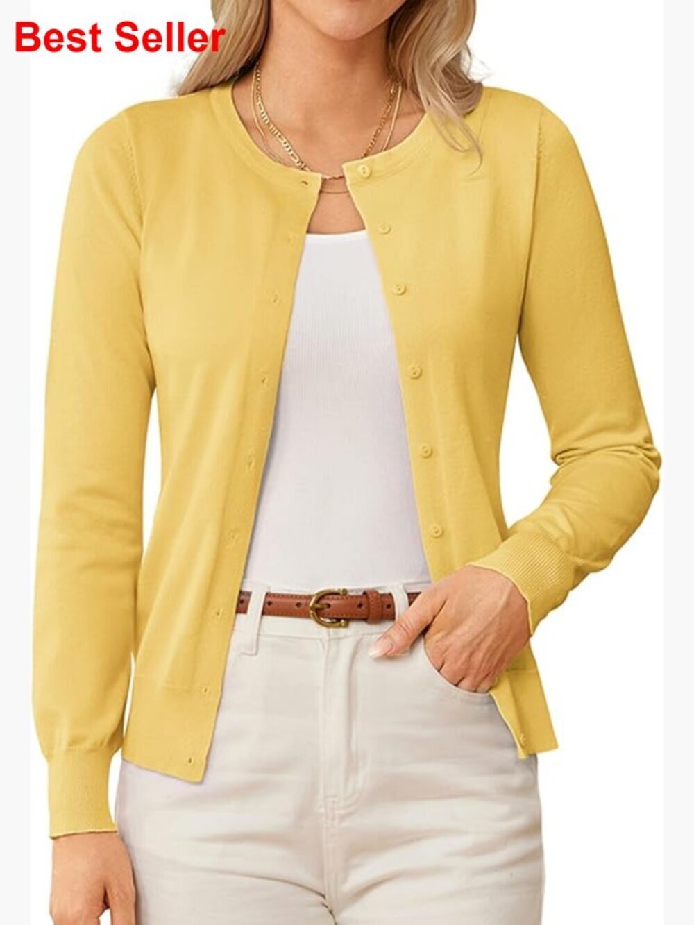 Long Sleeve Knit Cardigan Sweater Open Front Button Down Slim Fit